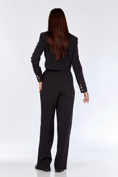 Костюм 2-ка из текстиля: жакет полуприлегающий и брюки со стрелками SMilaLine М-2409 черный - фото 12
