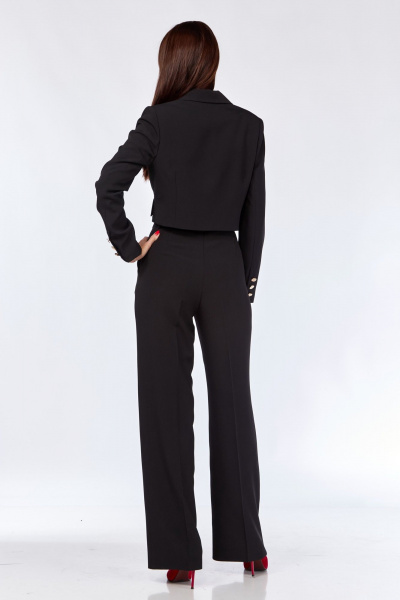 Костюм 2-ка из текстиля: жакет полуприлегающий и брюки со стрелками SMilaLine М-2409 черный - фото 11