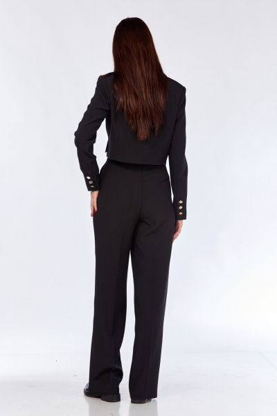 Костюм 2-ка из текстиля: жакет полуприлегающий и брюки со стрелками SMilaLine М-2409 черный - фото 8
