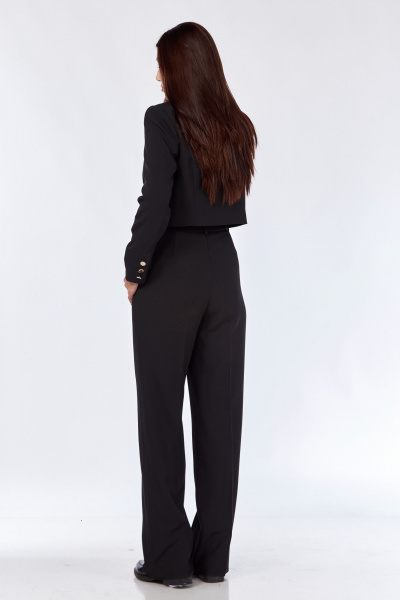 Костюм 2-ка из текстиля: жакет полуприлегающий и брюки со стрелками SMilaLine М-2409 черный - фото 6