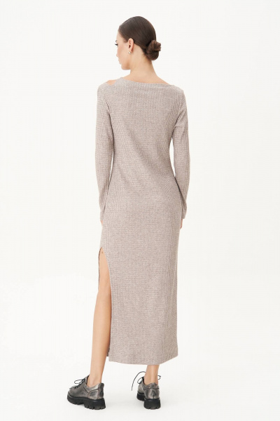 Платье трикотажное с каплей и эффектным разрезом Fantazia Mod 4906 беж - фото 6