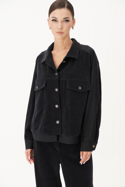 Блуза вельветовая и классические джинсы свободного кроя Fantazia Mod 4893 черный - фото 3