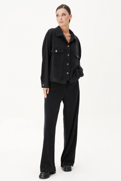Блуза вельветовая и классические джинсы свободного кроя Fantazia Mod 4893 черный - фото 1