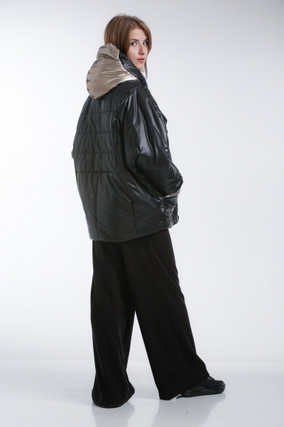 Куртка демисезонная плащевая с капюшоном и рельефами Диомант 1994 черный - фото 8