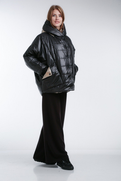 Куртка демисезонная плащевая с капюшоном и рельефами Диомант 1994 черный - фото 7