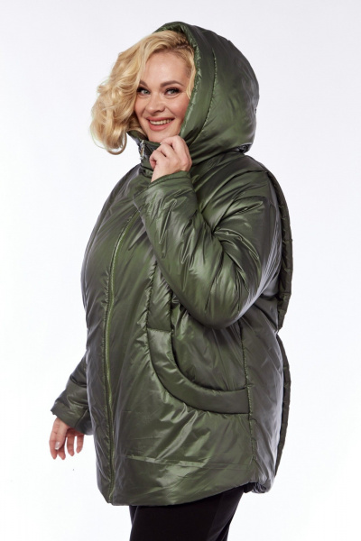 Куртка плащевая демисезонная с рельефами и карманами Диомант 1997 зелень - фото 8