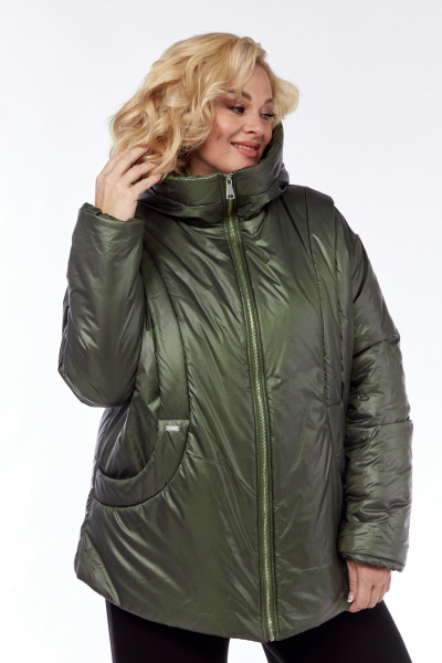 Куртка плащевая демисезонная с рельефами и карманами Диомант 1997 зелень - фото 7