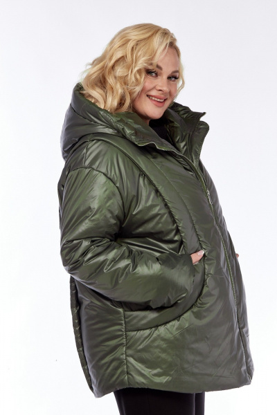 Куртка плащевая демисезонная с рельефами и карманами Диомант 1997 зелень - фото 5