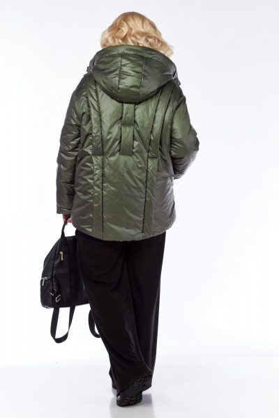 Куртка плащевая демисезонная с рельефами и карманами Диомант 1997 зелень - фото 4