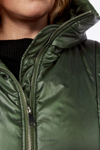 Куртка плащевая демисезонная с рельефами и карманами Диомант 1997 зелень - фото 11