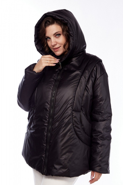 Куртка плащевая оверсайз с капюшоном и рельефами Диомант 1997 черный - фото 8