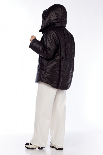 Куртка плащевая оверсайз с капюшоном и рельефами Диомант 1997 черный - фото 7