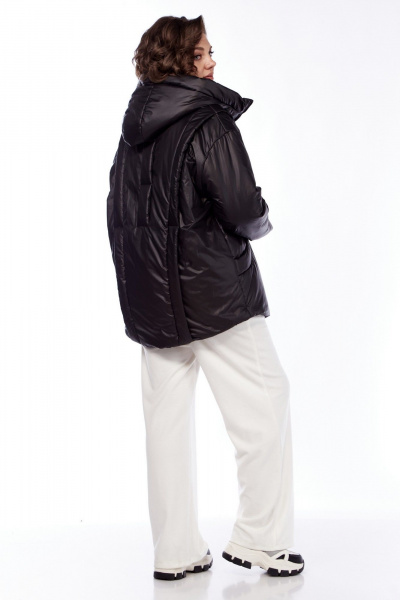 Куртка плащевая оверсайз с капюшоном и рельефами Диомант 1997 черный - фото 5
