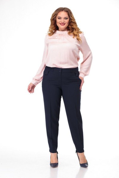 Элегантная блуза из легкого текстиля с жемчугами и складками Anelli 611 розовый - фото 2