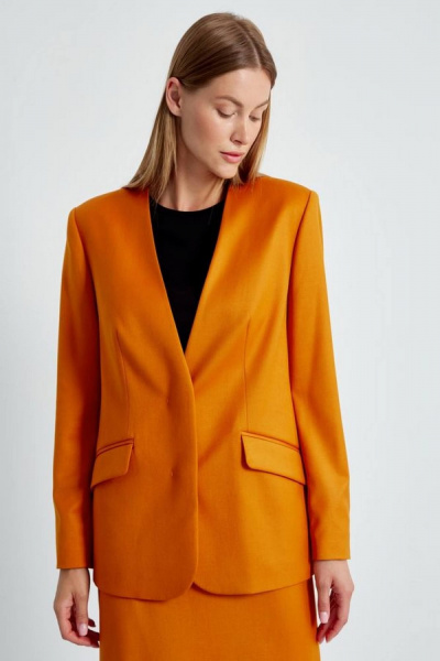 Дамский жакет из вельвета с двубортной застежкой и контрастным кантом Elady 4473 хурма - фото 1