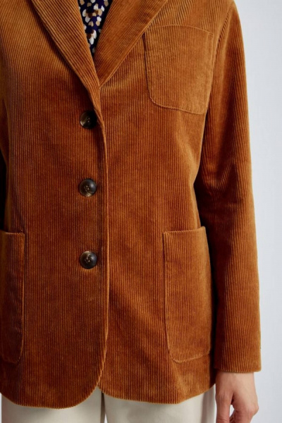 Модный свадебный жакет из хлопкового вельвета с англицким воротником Elady 4482 карамель - фото 3
