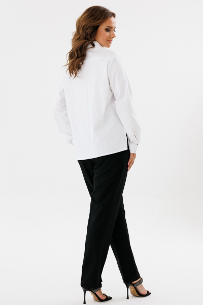 Белая блуза из хлопка с вышивкой и классическим воротником Condra 16255 белый - фото 12