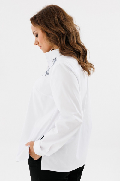Белая блуза из хлопка с вышивкой и классическим воротником Condra 16255 белый - фото 7