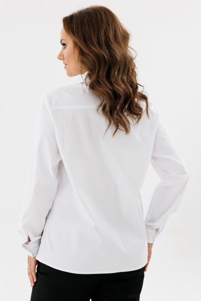 Белая блуза из хлопка с вышивкой и классическим воротником Condra 16255 белый - фото 4