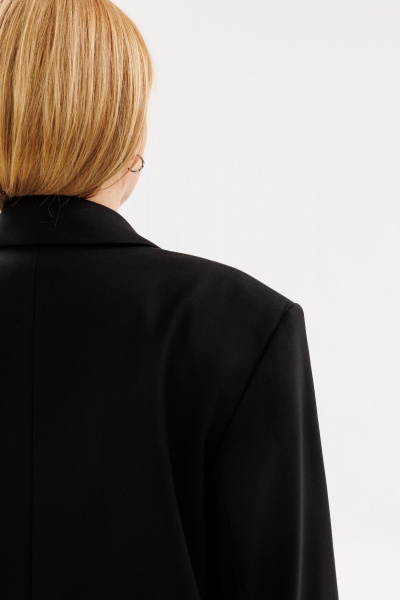 Черный жакет большого объема с прорезными карманами и пиджачным воротником ANIDEN 12-1 черный - фото 5