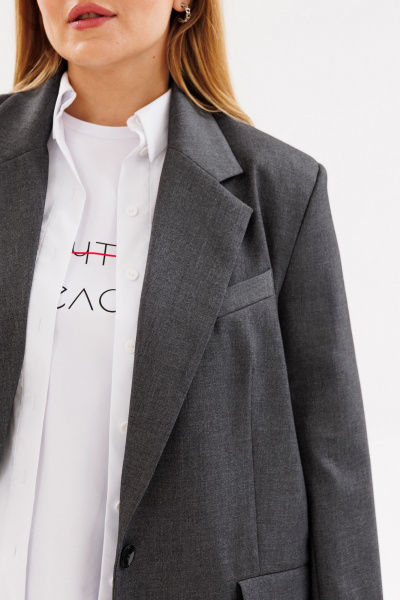 Серый жакет большого объема из текстиля с прорезными карманами ANIDEN 12-2 серый - фото 7