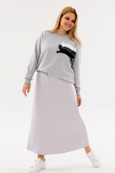 Свитшот прямого силуэта из трикотажа для демисезона ANIDEN 124-2 серый - фото 7