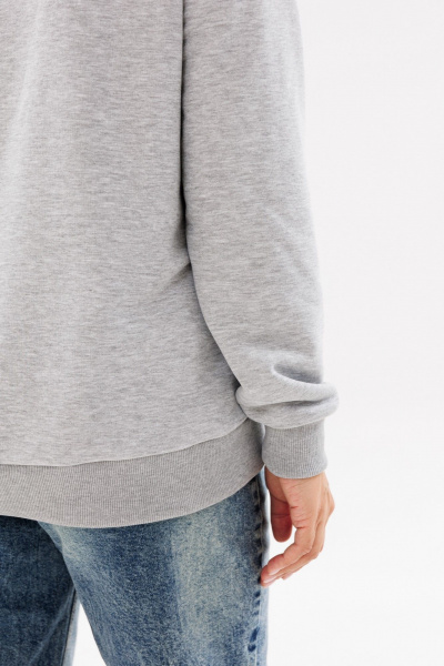 Свитшот прямого силуэта из трикотажа для демисезона ANIDEN 124-2 серый - фото 6