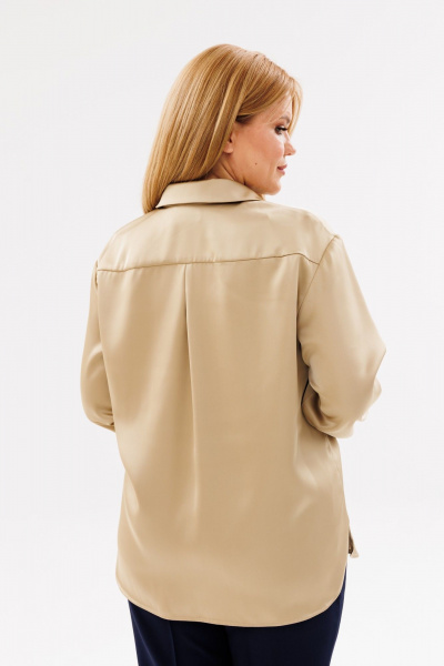 Блуза бежевого цвета из плательного атласа с разрезами ANIDEN 35-1 бежевый - фото 7