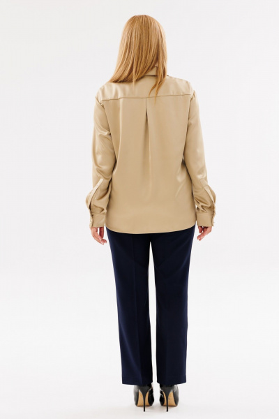 Блуза бежевого цвета из плательного атласа с разрезами ANIDEN 35-1 бежевый - фото 6