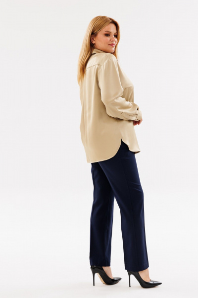 Блуза бежевого цвета из плательного атласа с разрезами ANIDEN 35-1 бежевый - фото 5