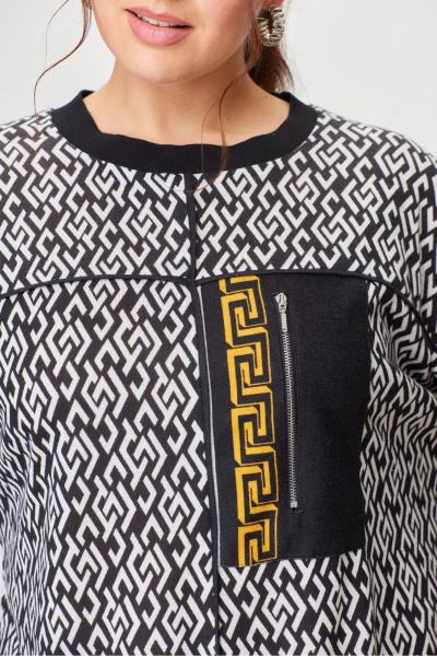 Белая и черная блуза из текстиля со стандартной длиной 65 см DaLi 2630 черно-белая - фото 3