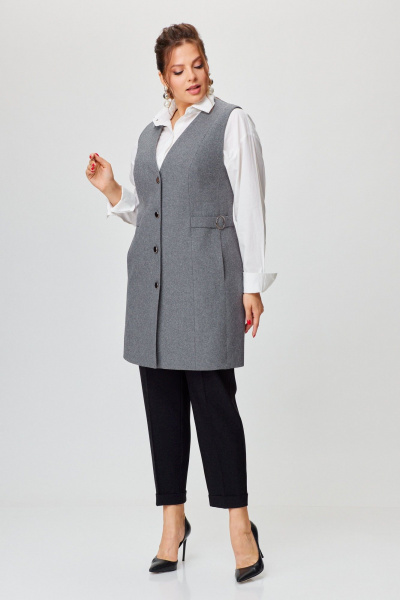 Деловой жилет классический на подкладке с V -вырезом AMUARt 1002-1 серый - фото 7