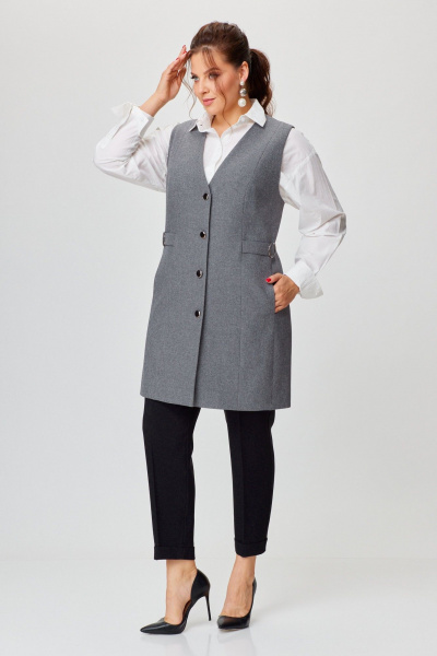 Деловой жилет классический на подкладке с V -вырезом AMUARt 1002-1 серый - фото 5