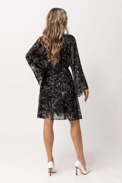 Двойное платье с верхним расширенным и нижним полуприлегающим из шифона Golden Valley 44070 черный_1 - фото 3