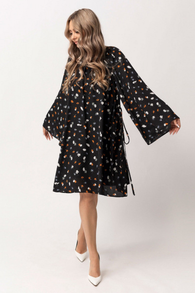 Двухслойное платье с корсетными деталями и съемным поясом Golden Valley 44070 черный_2 - фото 1