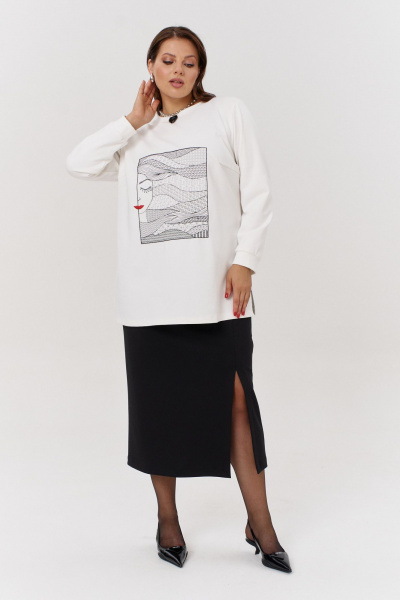 Юбка из трикотажа с эффектом утяжки и разрезом OVERYOU М164 черный - фото 1