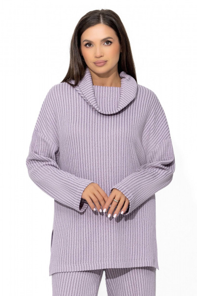 Трикотажный костюм oversize с широким воротником Gold Style 2597 лаванда - фото 5