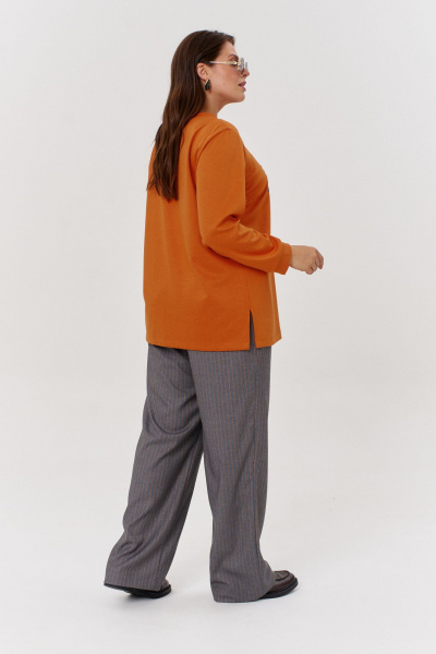 Трикотажный юбка с эффектом утяжки и разрезом OVERYOU М159 оранж/серый - фото 5