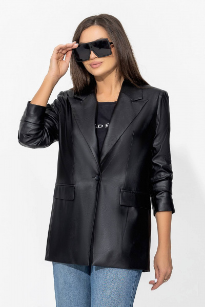 жакет из эко-кожи прямого силуэта с воротником Gold Style 2541 - фото 9