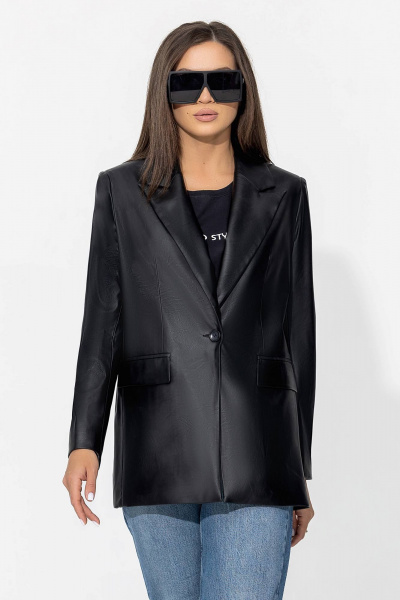 жакет из эко-кожи прямого силуэта с воротником Gold Style 2541 - фото 2