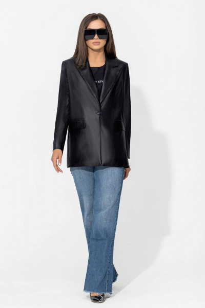 жакет из эко-кожи прямого силуэта с воротником Gold Style 2541 - фото 8