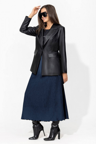 жакет из эко-кожи прямого силуэта с воротником Gold Style 2541 - фото 4