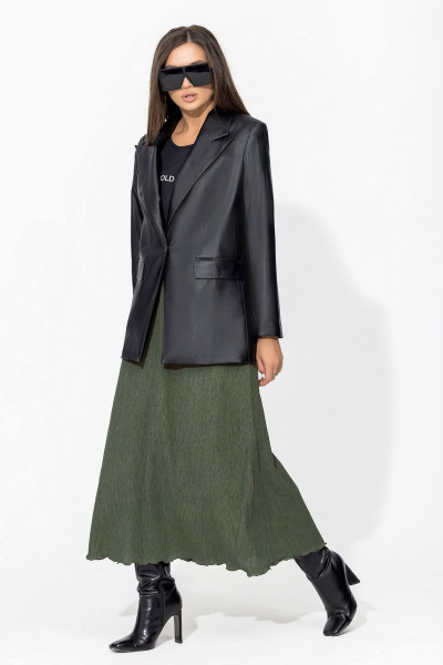 жакет из эко-кожи прямого силуэта с воротником Gold Style 2541 - фото 7