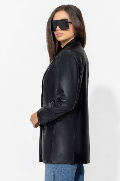жакет из эко-кожи прямого силуэта с воротником Gold Style 2541 - фото 6