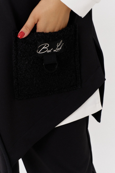 Брюки и жилет из трикотажа с высоким поясом и накладными карманами OVERYOU М130 черный - фото 5