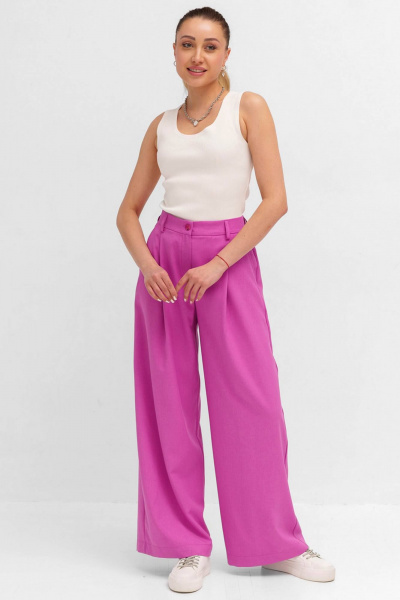 Летние палаццо из льна-вышера с эластичным поясом Ivera 2002L розовый - фото 6