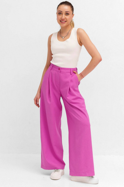Летние палаццо из льна-вышера с эластичным поясом Ivera 2002L розовый - фото 5