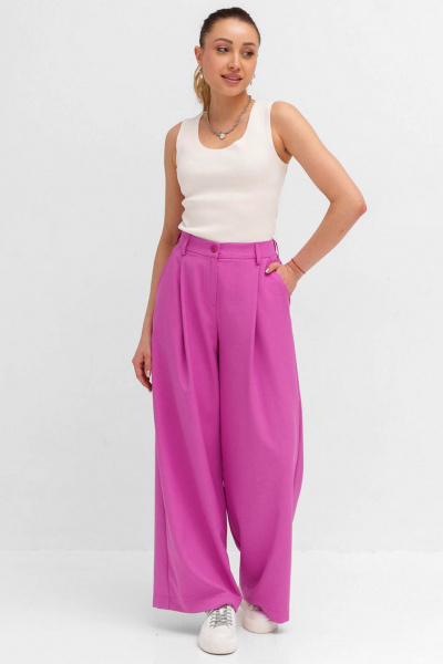 Летние палаццо из льна-вышера с эластичным поясом Ivera 2002L розовый - фото 4
