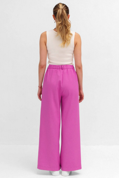 Летние палаццо из льна-вышера с эластичным поясом Ivera 2002L розовый - фото 3