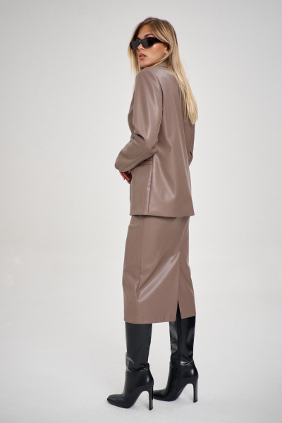 Миди юбка из экокожи с высокой талией и разрезом THE NAME 2334 - фото 4